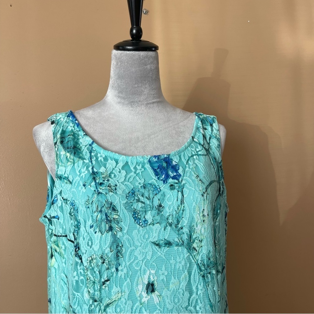 Perceptions Turquoise Floral Lace Midi Dress size 1x - Picture 4 of 7